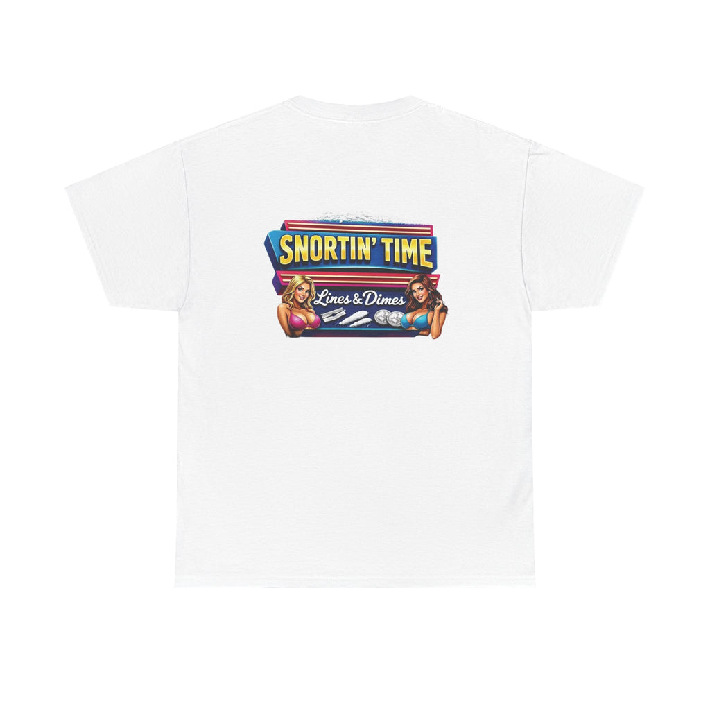 Snortin' Time diner pinup tee | Retro casino sign back print