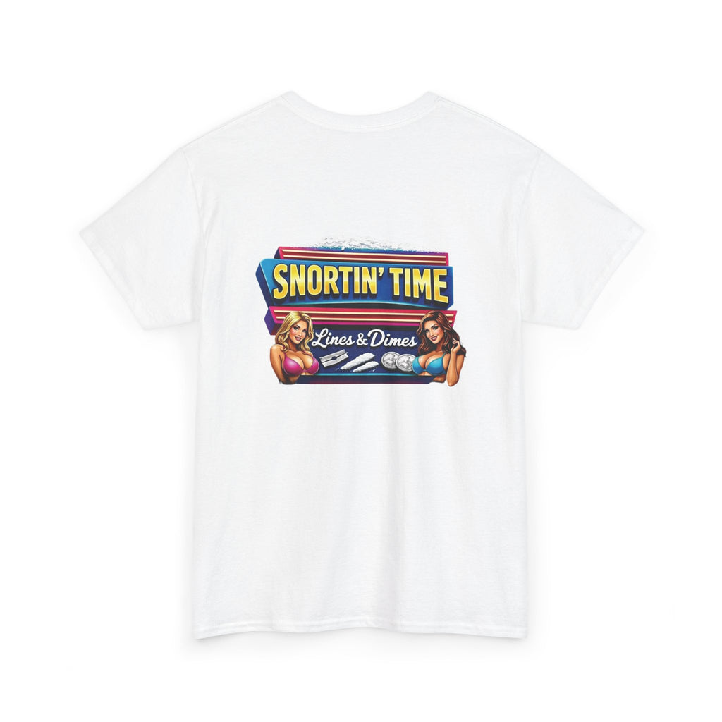 Snortin' Time diner pinup tee | Retro casino sign back print