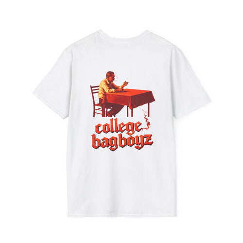 T-Shirt — 'Cigarettes' Front Patch & 'College Bag Boyz' Back Vintage Graphic