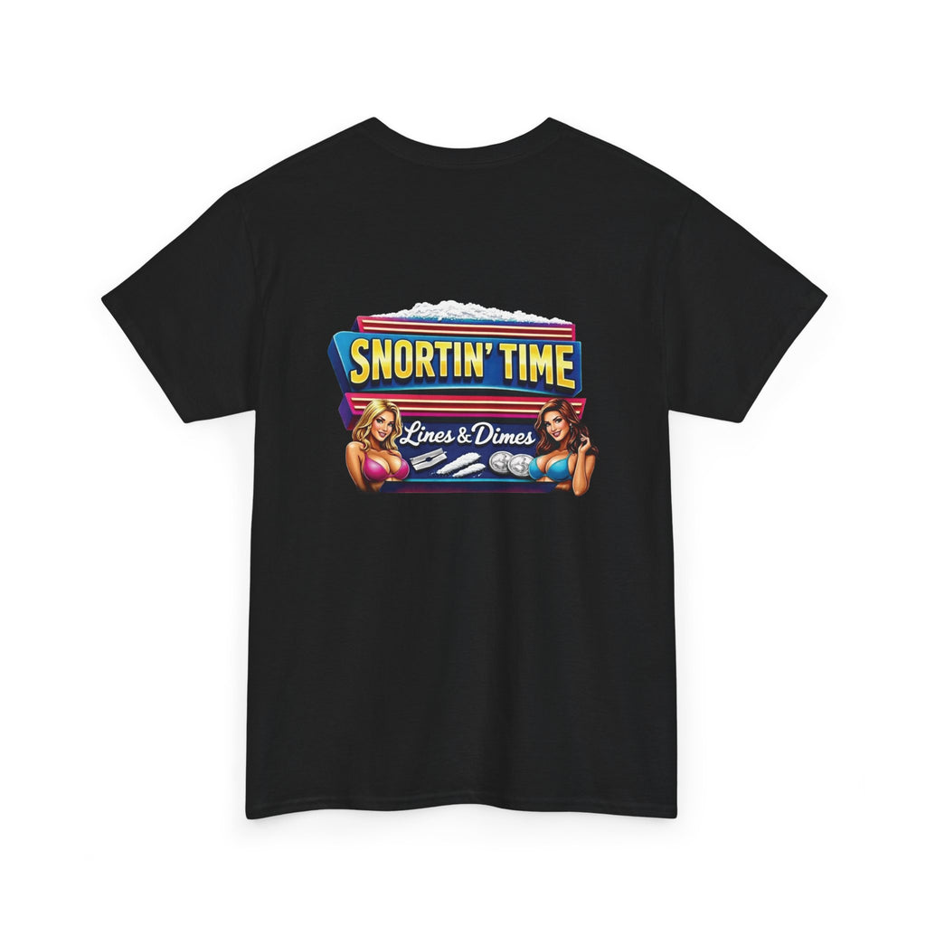 Snortin' Time diner pinup tee | Retro casino sign back print
