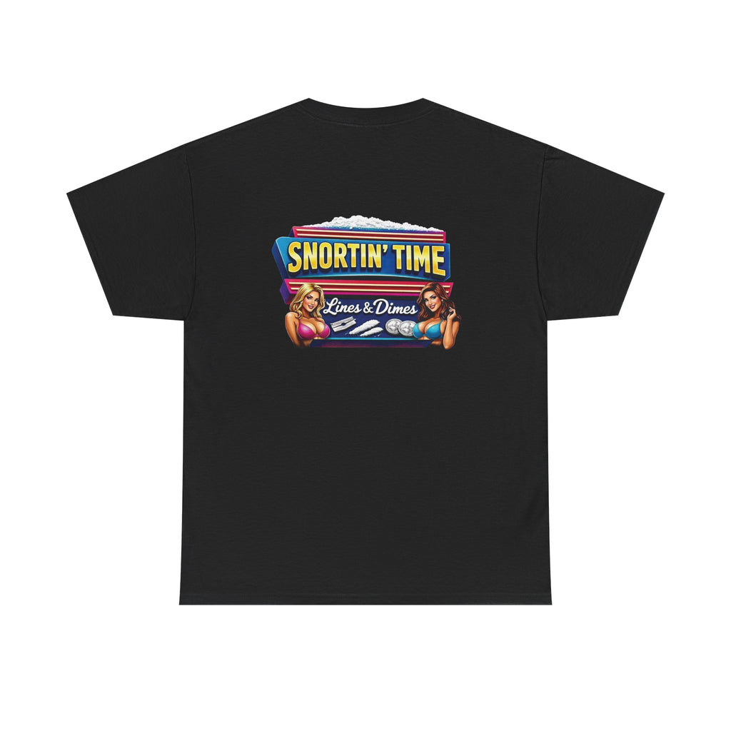 Snortin' Time diner pinup tee | Retro casino sign back print